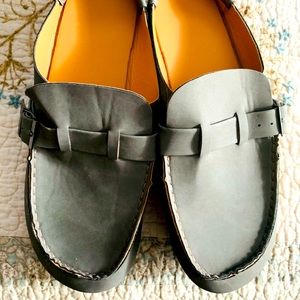 Grey slip on loafers